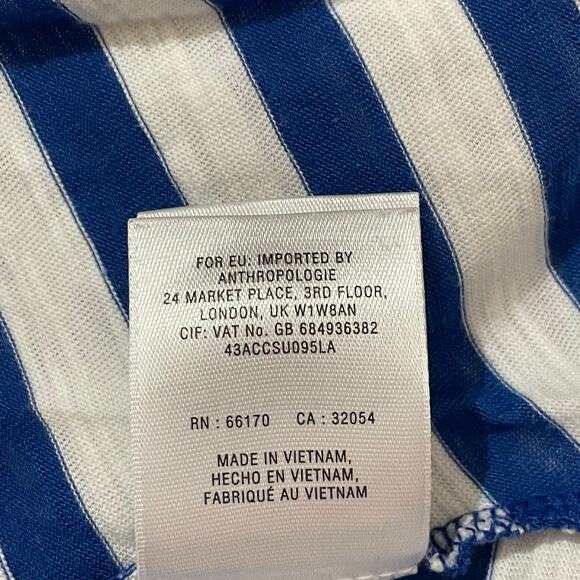 Anthropologie Postmark Crochet Lace Overlay Striped Swing Tank - White/Blue - M - Picture 11 of 11